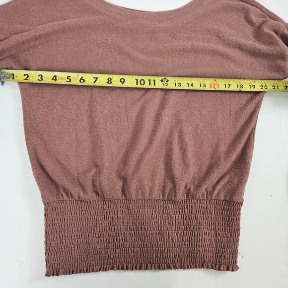 Abercrombie Soft & Cozy Medium Brown Long Sleeve Elastic Waist Top - Picture 5 of 9